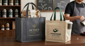 custom non woven bags with logo used for high-end food and tea beverage takeout packaging..jpg