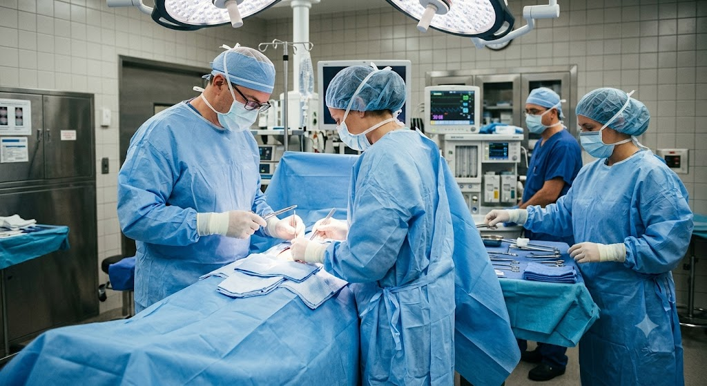 Premium medical nonwoven fabric used for sterile surgical drapes in operating room